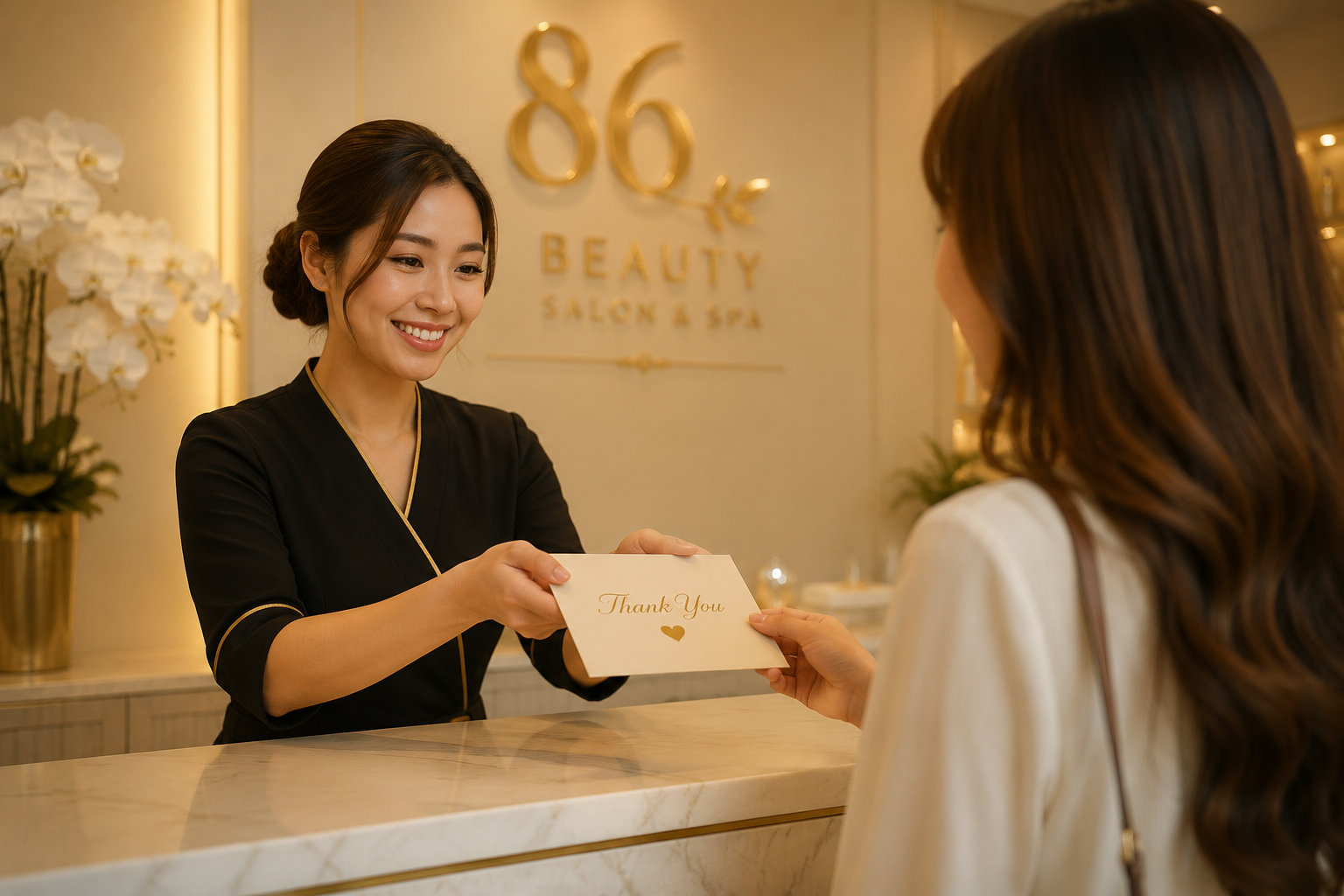 86 Beauty Salon and Spa thank-you experience